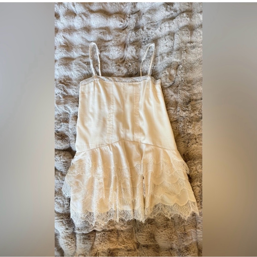Reformation Cream Lace-Trim Cami Mini Dress - Picture 6 of 8